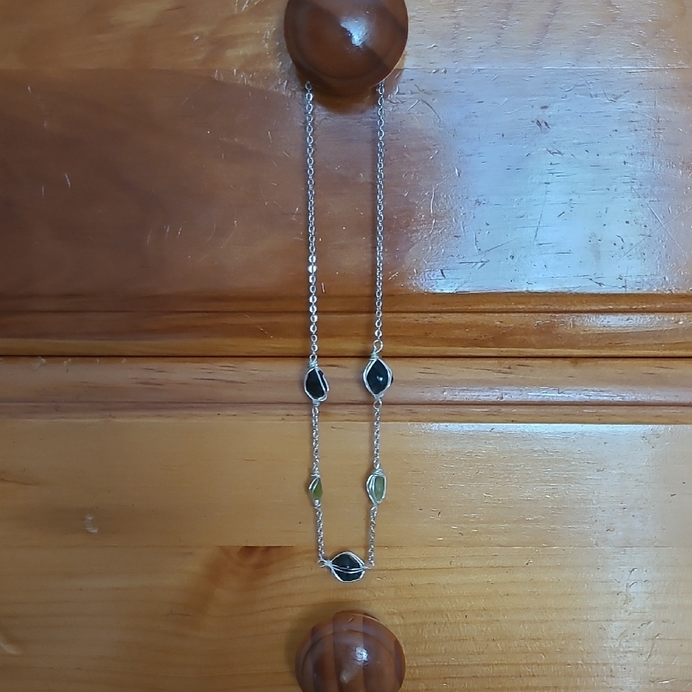 Obsidian And Peridot Necklace